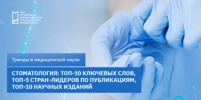 Стоматология: ТОП-10 ключевых слов, ТОП-5 стран-лидеров по публикациям, ТОП-10 научных изданий